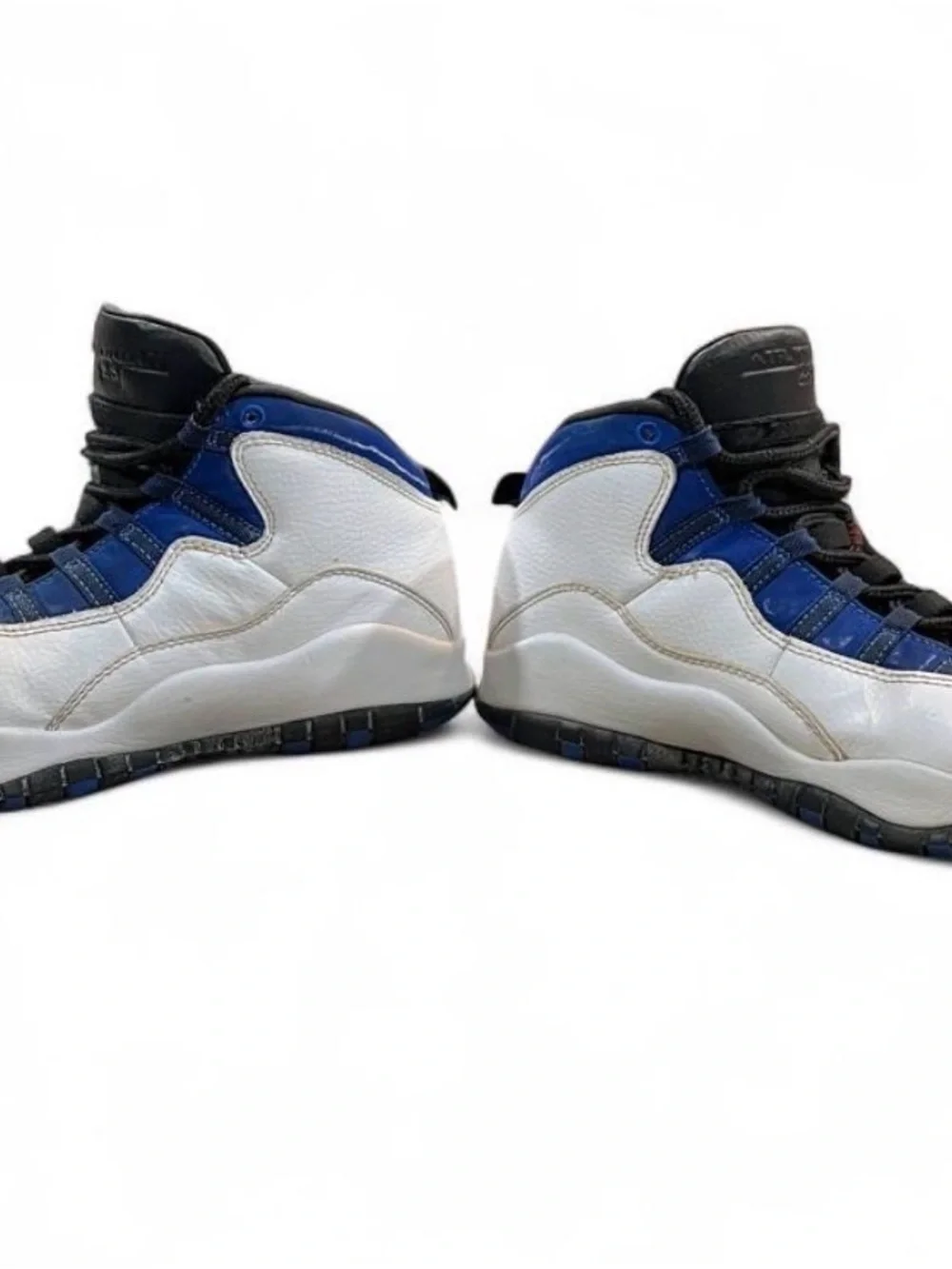 Youth White and Blue High-Top Air Jordan Basketball Sneakers